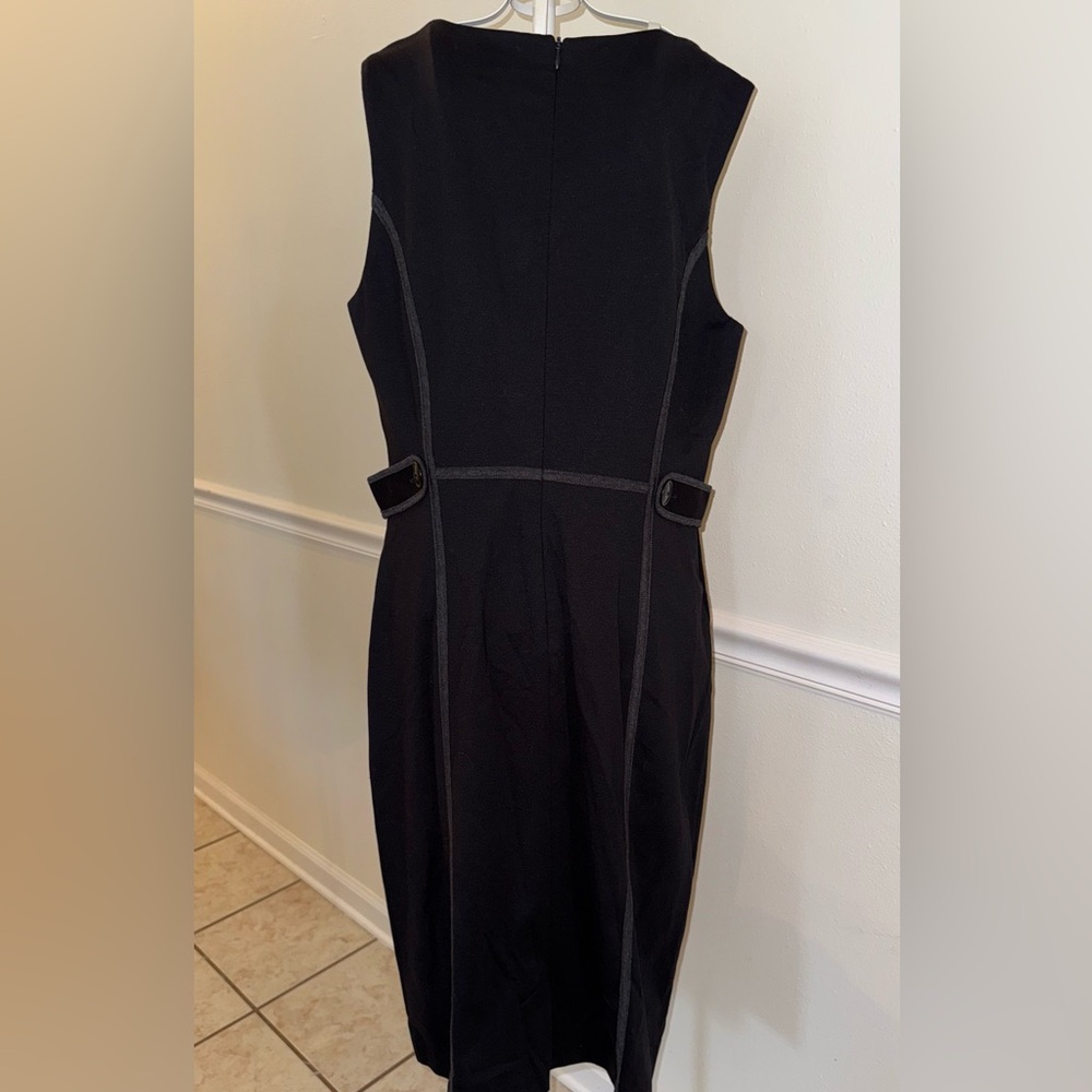 Boden Black Sheath Dress with Contrast Trim & Button Detail – Size 12, NWT - Picture 4 of 5